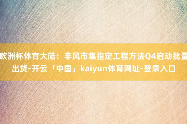 欧洲杯体育大陆：非风市集指定工程方法Q4启动批量出货-开云「中国」kaiyun体育网址-登录入口