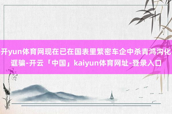 开yun体育网现在已在国表里繁密车企中杀青鸿沟化诓骗-开云「中国」kaiyun体育网址-登录入口